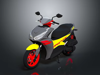 Modern Sporty Motorcycle With Gray Yellow Red And Black Color Design 3d model