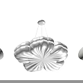 White Flower Shaped Chandelier With Two Round Pendant Lights In Modern Design