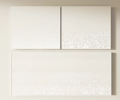 Modern White Wall Paneling With Dot Pattern Design 3d model