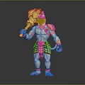 Muscular Gray Monkey Character Holding Golden Hammer With Golden Shoulder Armor And Patterned Belt
