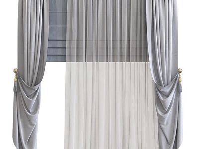 Curtain Shade Curtain Gauze Curtain Villa High-grade Curtain model