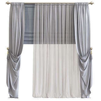 Curtain Shade Curtain Gauze Curtain Villa High-grade Curtain 3d model