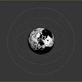 Black Globe Surrounded By White Orbital Lines On Gray Background Design 3d model
