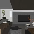 Modern Living Room Interior With Large Window Mountain View Sofa Coffee Table And Bonsai Plant