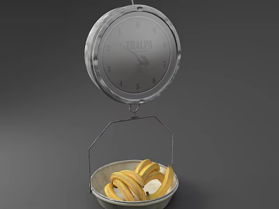 Silver Commercial TRADER Scale Equipment With Bowl For Weighing Bananas 3d model