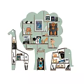 Creative Tree And Giraffe Shaped Bookcase With Toys Books And Decorations