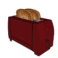 Stylish Red Electric Toaster Kitchen Appliance With Two Slices Of Toast On Top