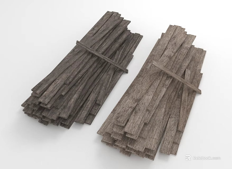 Bundled Wooden Stone Strips Featuring Natural Texture And Brown Color for Decorative Use 3d model 