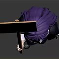Anime Character With Purple Long Hair Holding Dark Uniform And Sign With Symbols