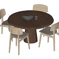 Log wind dining table and chair combination 3d model