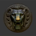 Lion Head Door Handle With Ornate Carved Design And Bronze Finish