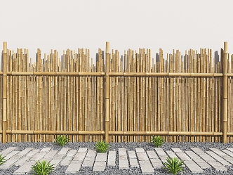 Chinese-style Bamboo Fence Bamboo Fence Bamboo Fence Partition Courtyard Fence Partition Fence Old Slab Chinese-style Tingbu Slab 3d model