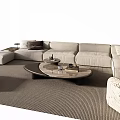 Modern cream style sofa combination 3d model