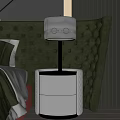 Light Luxury Bedside Table Lamp Round Bedside Table 3d model