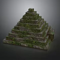 Ancient Stone Pyramid Structure With Moss Covered Steps And Layers