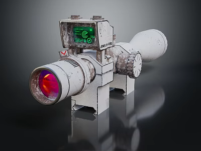 Precision Optical Equipment With Red Lens Green Digital Display And White Mechanical Components 3d model