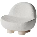Modern Minimalist Accent Chair With Bouclé Fabric Light Beige Curved Design And Wooden Legs