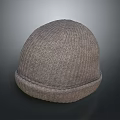 Gray Knitted Dome Beanie With Textured Pattern And Ribbed Edge For Daily Use 3d model