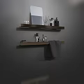 Modern Bathroom Accessories With Wall Mounted Shelves Mirror Toiletries And Towel