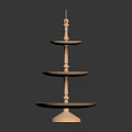 Three Tier Copper Metal Serving Tray Stand With Circular Plates And Ring Handle