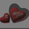 Red Heart Shaped Inflatable Decoration with HELLO 2024 Text for Party Events