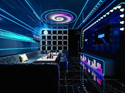 Modern KTV Box Sofa Seat Chandelier Singer Coffee Table 3d model