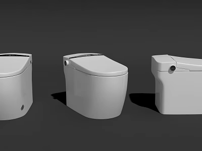 Modern White Toilet Designs Featuring Three Different Styles And Sleek Profiles 3d model