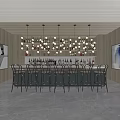 Modern Bar Interior With Bar Counter Pendant Lights Wooden Shelves And Bar Stools