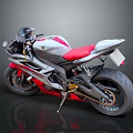 Yamaha Sporty Motorcycle with White Red Gray Body Red Seat and Sleek Design
