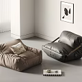 Nordic Lazy Sofa Combination Single Sofa 3d model