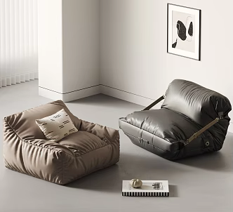 Nordic Lazy Sofa Combination Single Sofa 3d model