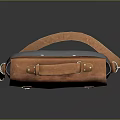 Vintage Brown And Gray Leather Canvas Messenger Bag With Brass Buckles And Shoulder Strap