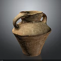 Antique Two Handled Terracotta Jar With Carved Patterns And Textured Surface