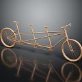 Golden Three Person Bicycle With Three Seats And Dark Background Reflection Design 3d model