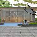 Modern Indoor Wooden Pergola Design With Large Windows Steps And Wooden Shelves