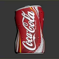 Dented Coca-Cola Can With Red And Silver Design And Water Droplets