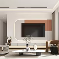 Modern Living Dining Room Interior With Open Concept Sofa Dining Table And Decorative Chairs 3d model