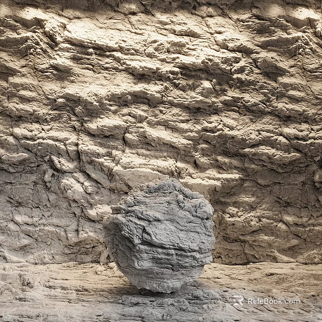 Detailed Rough Rock Formation With Textured Cliff Background And Natural Surface 3d model 