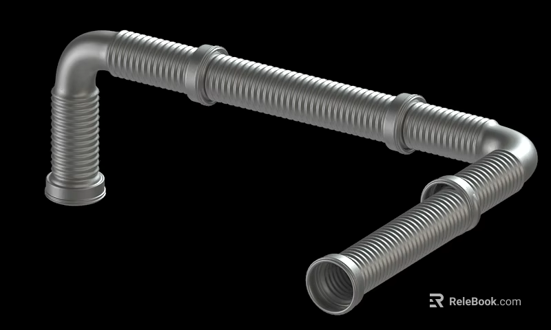Metal Corrugated Flexible Curved Pipes For Plumbing Connection And Drainage System 3d model 