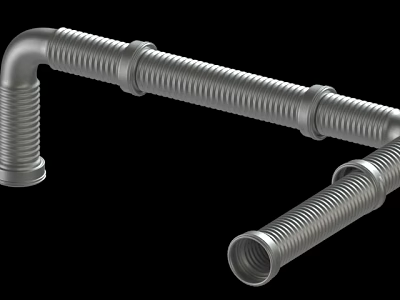 Metal Corrugated Flexible Curved Pipes For Plumbing Connection And Drainage System 3d model