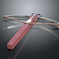 Crafted Detailed Traditional Crossbow With Wooden Stock And Metal Bow Parts