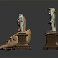 Artistic Carved Sculptures Including Standing Figures Masks And Animal Claws On Stands