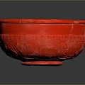 Vibrant Red Bowl Shaped Sculpture with Smooth Surface and Glossy Finish