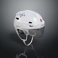 White Sports Helmet Featuring Visor Vent Holes Brand Logo And Smooth Surface Design