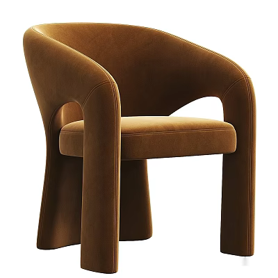 Unique Curved Caramel Velvet Upholstered Leisure Chair For Modern Home Living Room Interior Decoration 3d model