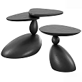 Modern Black Wooden Coffee Table With Unique Layered Tabletop And Organic Base