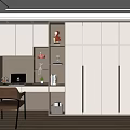 Modern bookcase desk combination 3d model