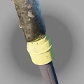 Outdoor Light Fixture With Yellow Base Blue Pole And Metal Top Structure