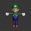 Green Hat Blue Overalls Character Figure With White Gloves And Brown Shoes