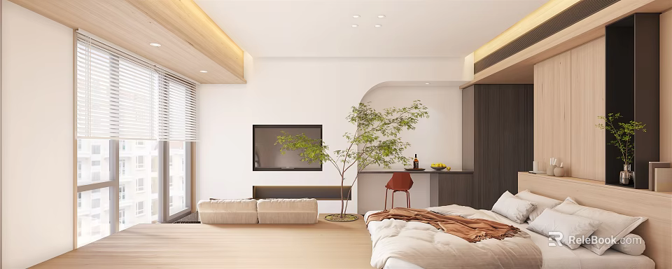 Modern Apartment Interior Design With Open Layout Living Room And Stylish Decor 3d model 